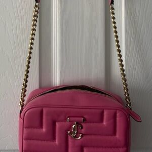 Jimmy Choo Pink Quilted Leather Crossbody purse